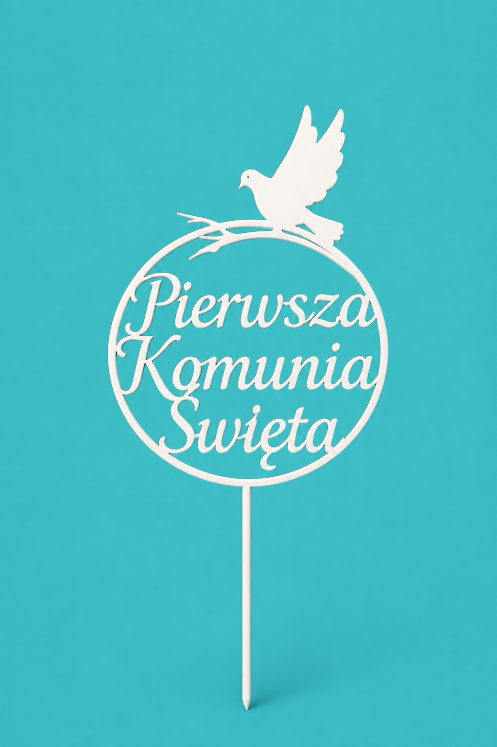 Topper „Pierwsza Komunia Święta” z gołębiem